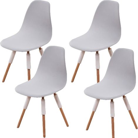 Kindfiber OÜ-Ensemble de 4 housses universelles pour chaises de salle à manger de style scandinave – tissu extensible lavable – gris (1/5)