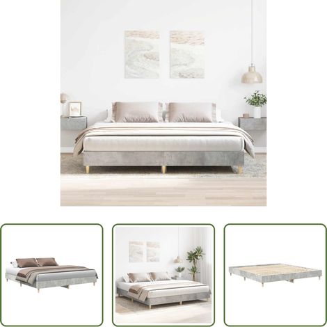 vidaXL Betongrau - Bettgestell ohne Matratze Betongrau 160x200 cm Holzwerkstoff (1/5)
