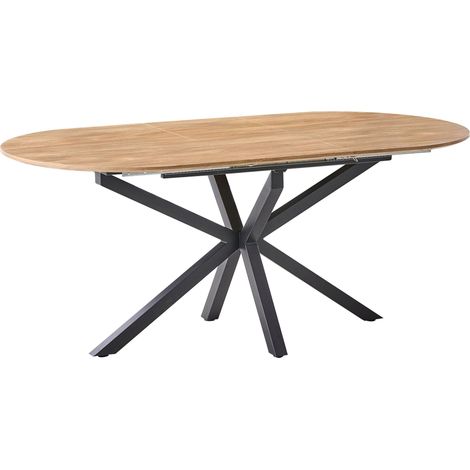 Table de Salle à Manger Moderne en MDF Extensible avec Rallonge 140/180 x 90 cm Forme Ovale Marron Macquarie (1/5)