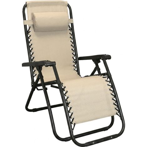 Sdraio Pieghevole Textilene Giardino Esterno Lettino Mare Tubolare 25mm Beige