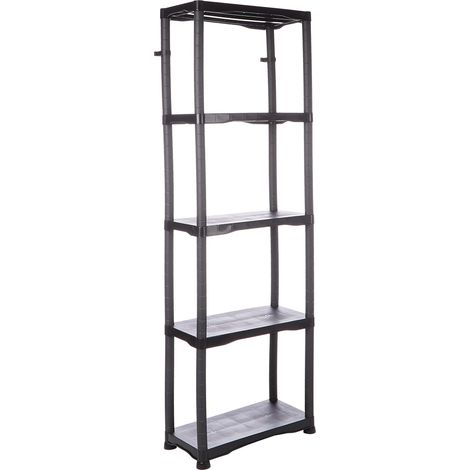Étagère de Rangement 635 Noire – Robuste, Polyvalente, Grande Capacité de Charge (30 kg par étagère), Montage Facile sans Outils, avec Support pour Fixation Murale, Idéale pour Espaces de Travail (1/5)