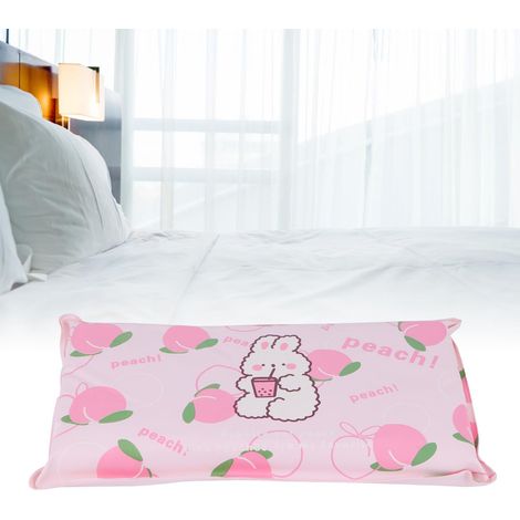Oreiller rafraîchissant pliable en cristal de glace pour réduire la température, idéal pour la sieste des enfants et des adultes. Motif : Lapin pêche et fond rose. (1/5)