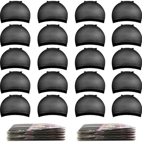 Bonnet de cheveux en filet à cheveux élastique haut bas élastique bonnet de perruque (noir) 20 pièces (1/5)