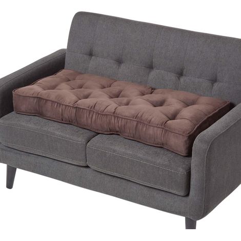 HOMESCAPES Chocolate Faux Suede 2 Seater Booster Cushion