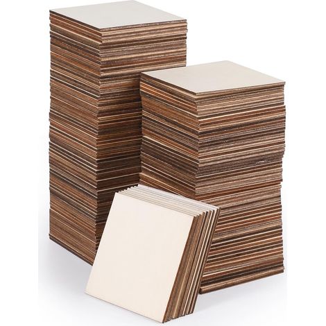 200 tablones cuadrados de madera natural de 6 cm, sin acabado, ideales para decoración, etiquetas de regalo de boda, pintura, escritura, etiquetado DIY, accesorios para fotos, decoración del hogar y N (1/5)