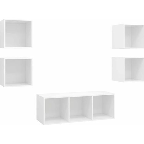 Maison Exclusive - 5-tlg. TV-Schrank-Set Weiß Holzwerkstoff (1/5)