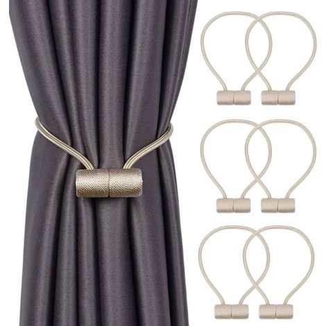 Lot De 6 Embrasses De Rideaux, Embrasses Rideau Aimantée Tressage Magnétiques Rideaux Boucle Pour Décoration De Bureau