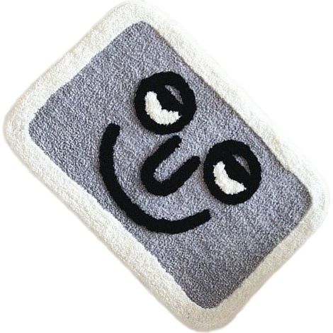 Tapis d'intérieur absorbant l'eau pour salle de bain et toilettes, joli motif visage souriant gris, 40 x 60 cm / 15,7 x 23,6 pouces (1/5)