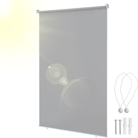 Randaco Senkrechtmarkise 140x240 cm Balkonrollo Hellgrau UV Schutz Sonnenschutz Sichtschutz wasserdicht wetterfest Balkon Terrasse