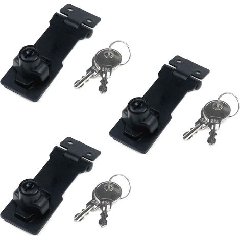 JSSEVN - Set of 3 twist-button key locks for small doors and cabinets made of zinc alloy with keys and mounting screws (7.6 cm, black) (1/5)