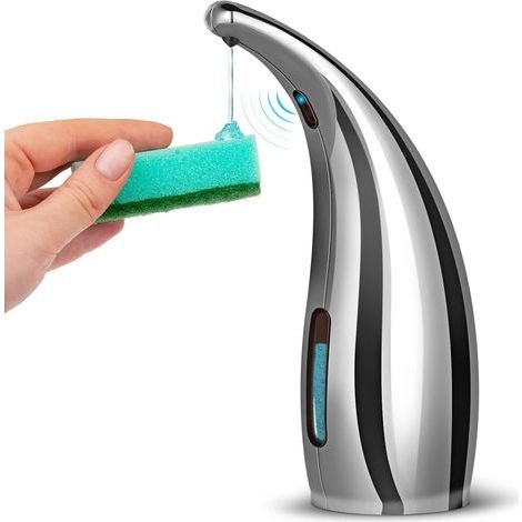 Automatischer Seifenspender, 300 ml, elektrischer Seifenspender mit Sensor, wasserdicht (IPX6) für Küche und Bad, Hotel, Restaurant, öffentliche Einrichtungen. (Silber) – HIASD (1/5)