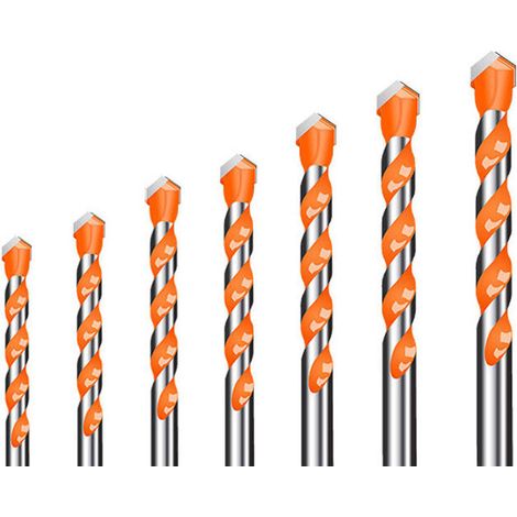 Ensemble de 7 forets multifonctionnels orange pour carrelage mural en céramique et verre, de 3 à 12 mm (1/5)