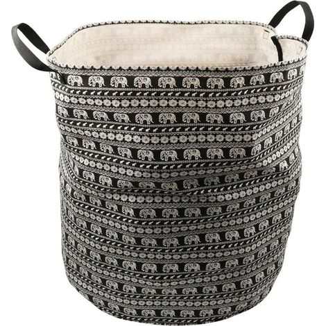 Grand sac à linge pliable en toile, panier de rangement avec poignées (1/4)