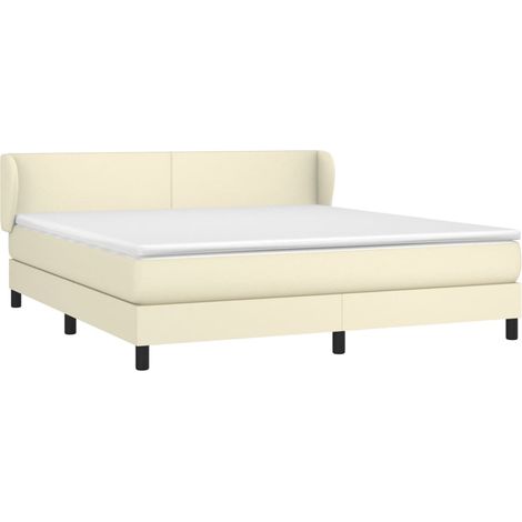 Lit à sommier tapissier avec matelas Crème 180x200cm Similicuir vidaXL (1/5)