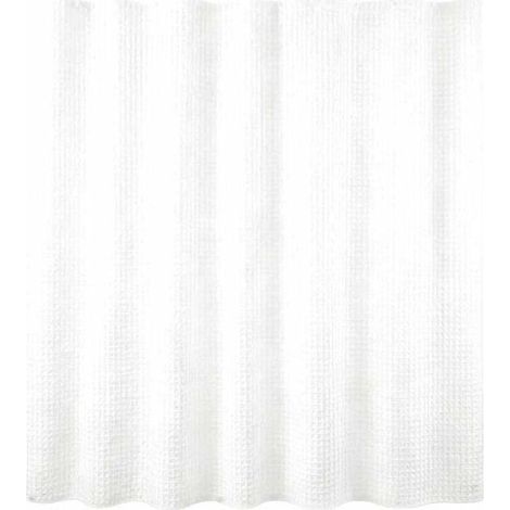 Rideau de douche blanc, imperméable, en tissu antibactérien, lavable en machine, avec plusieurs crochets, décoration de salle de bain, 180 x 200 cm