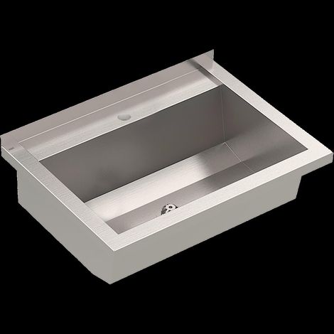 Caniveau de lavage KWC, PLANOX, acier inoxydable, montage mural, 600x210x442 mm, avec tablette pour robinet (1/2)