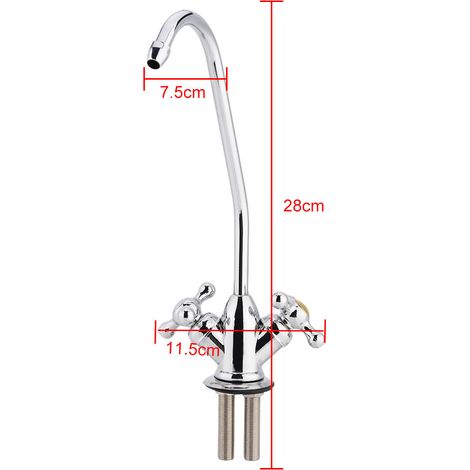 Doppel-1/4"-Auslauf-Mischbatterie aus verchromter Zinklegierung, Küchenarmatur mit Umkehrosmose-Wasserfilter, Trinkwasserversorgung (1/5)