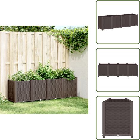 Pflanzkübel Braun 160x40x53 cm PP - Blumentopf - Pflanzenbehälter - Balkonpflanze - Gartendekoration - Terrassenmöbel (1/5)