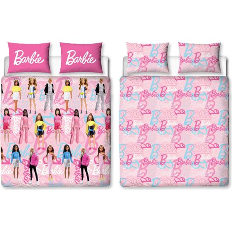 Parure de lit pour lit Double Design sans boîte réversible Double Face pour Adolescents et Enfants avec taies d'oreiller Assorties Housse de Couette Double en Polyester Rose (1/5)