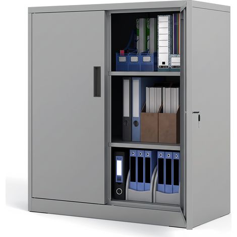 Armoire de Rangement en Acier avec 2 Portes Verrouillables, Armoire à Outils de Garage avec 2 Étagères Réglables, pour Bureau, Salon, Cuisine, Gris (1/5)