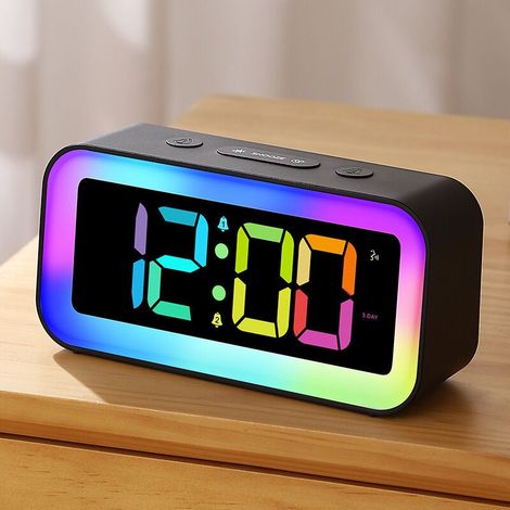 Reveil Lumineux, Couleurs RVB Reveil Numerique, Luminosité RéGlable Reveil Matin Enfant, ContrôLe Vocal, 12/24h, Port de Recharge USB, MéMoire De Mise Hors Tension (1/3)