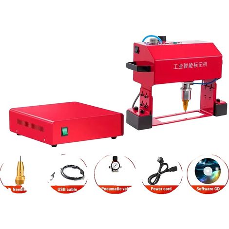 Máquina de marcado neumática, diseño portátil, capacidad de marcado versátil, 140x40 mm, enchufe europeo, 300 W. (1/2)