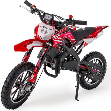 CR49-E-RED Mini Cross 49cc dla dzieci z rozruchem E-Start i Pull-Start, lampą LED i akumulatorem 12V, Offroad VOLTOURI (1/5)