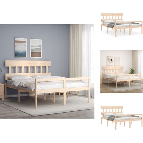 Betten & Bettgestelle - Living Seniorenbett mit Kopfteil 160x200 cm Massivholz (1/5)