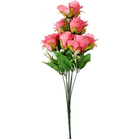 Bouquet di rose nobili color rosa chiaro - Fiori artificiali di alta qualità 48 cm (1/3)
