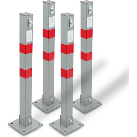 Bituxx 4x Parkpfosten Parkplatzpfosten Absperrpfosten Parkplatzsperre Poller 65cm Klappbar