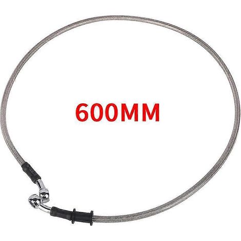 Durite de frein/embrayage/huile hydraulique renforcée en acier tressé, 500-900 mm, raccord banjo 28°, compatible Racing MX – argent 600 mm (1/5)