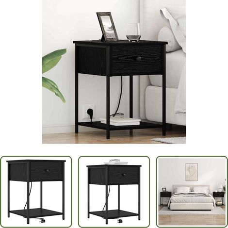 Rangement - Cabinet de chevet Chêne noir 42 x 41 x 56 cm Bois d'ingénierie (1/5)