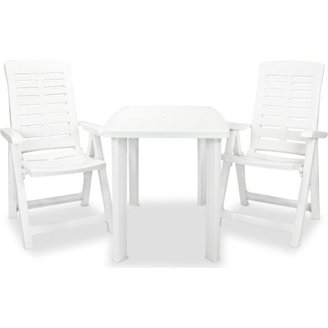 Set di mobili da bistrot in plastica bianca da 3 pezzi 020014543