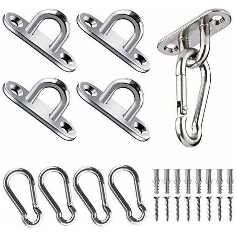 Ceiling Hook, 50KG Capacity Stainless Steel Oblong Eye Plates for Yoga Swings Hammocks Awning Boat Accessories (24 Pieces)