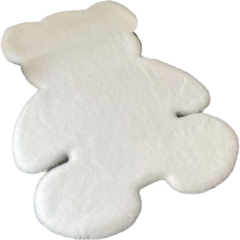 Tapis de chambre doux en forme d'ours, moelleux antidérapant blanc 45x60 cm pour chambre fille ado salon (1/5)