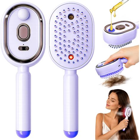 Brosse Lissante Vapeur Électrique 3-en-1, Brosse Cheveux Vapeur Anti-Statique avec Auto-Nettoyage et Massage, Brosse à Lisser USB-C pour Cheveux Secs ou Mouillés (1/5)