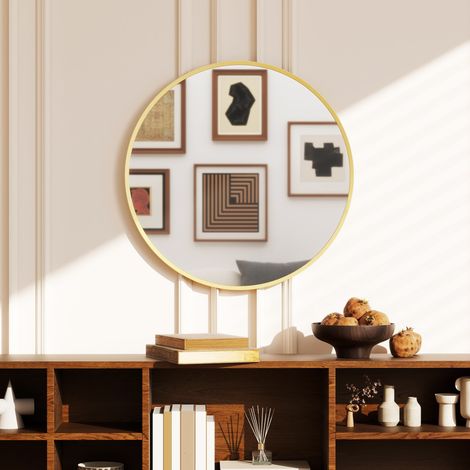 Miroir mural, design moderne, 60 x 60 cm, doré (1/5)