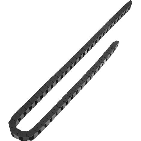 Chaîne porte-câbles en nylon noir avec connecteur d'extrémité, chaîne porte-câbles pour machine CNC, longueur 1 mètre