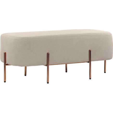 Pouf rettangolare in tessuto grigio chiaro - Kate (1/5)