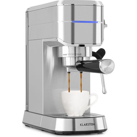 Klarstein Futura Machine à espresso, Machine à café porte-filtre avec 1450 watts, 20 bars, qualité barista, double bec verseur, stop-flux, Cafetière, Machine à café porte-filtre, fonction mousse de la