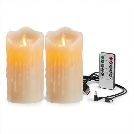 Bougies en cire véritable avec télécommande, lampe électronique à effet larme (1/5)