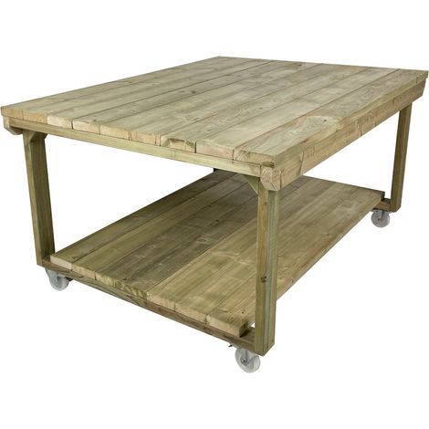 Wooden Super Heavy Duty Indoor / Outdoor Workbench, 4ft(120cm) Depth, 6ft(180cm) length, With wheels