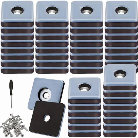 Lot de 36 patins à visser - 25 mm - Patins autocollants avec 36 vis en acier inoxydable et un tournevis - Protection de vos meubles, chaises, sols (1/5)