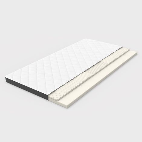 Matelas H3 fermeté moyenne 90x200 cm, mousse alvéolée 7 zones, hauteur 7 cm, soutien lombaire efficace, certifié Oeko-TEX