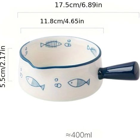 (Bleu 7 pouces) Saucière en céramique, rince-doigts, pichet à lait et bol passoire, tous allant au four.