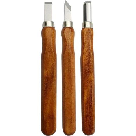 Ensemble de 3 outils de sculpture en bois - Ciseaux à bois en acier au carbone, kit d'outils à main pour bricolage et artisanat manuel (1/5)