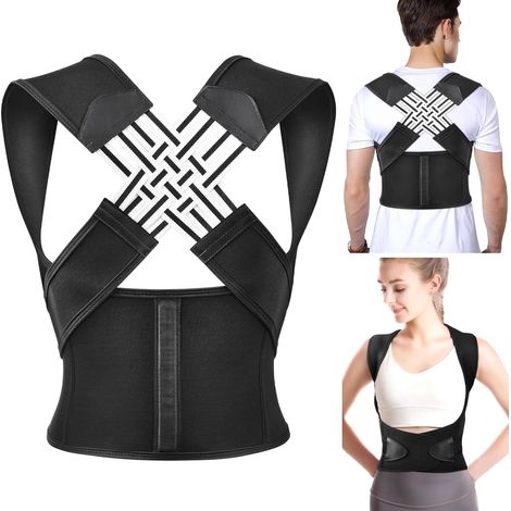 Correcteur de posture dorsale pour hommes et femmes, ceinture correctrice de posture dorsale ajustable pour soulager les douleurs dorsales (XL)
