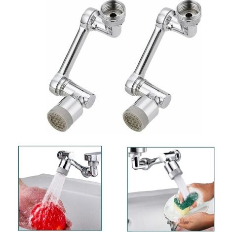 Swivel 1080° kitchen faucet aerator, splash-proof brass faucet extension with 2 water outlet modes, for kitchen and bathroom, 2-pack