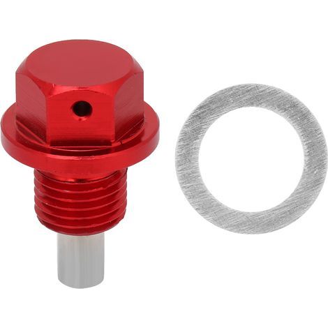 Magnetische Ölablassschraube für die Motorölwanne – M12 x 1,25 – Rotes Aluminium
