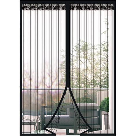 Magnétique Rideau de Porte Antimoustique avec Fermeture Aimantée Sans Perçage (Noir, 100  210cm)